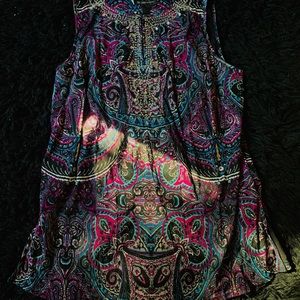 INC purple paisley beaded top